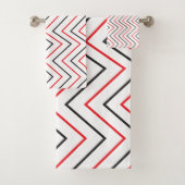Black Red Chevron - Verticaal streeppatroon Bad Handdoek (Insitu)