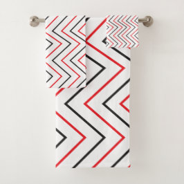 Black Red Chevron - Verticaal streeppatroon Bad Handdoek