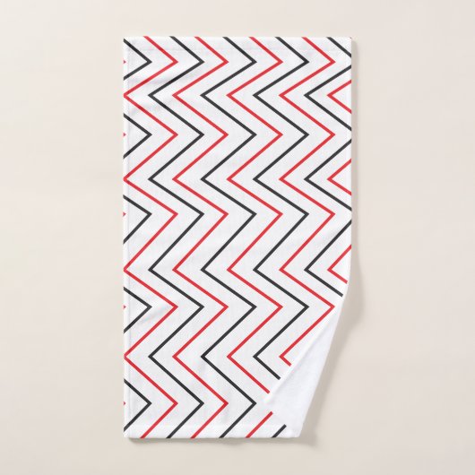 Black Red Chevron - Verticaal streeppatroon Bad Handdoek (Handdoek)