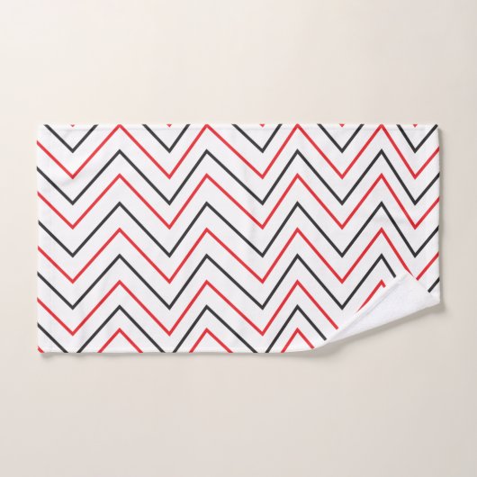 Black Red Chevron - Verticaal streeppatroon Bad Handdoek (Handdoek)