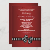 Black Red Christmas Cocktail Party Uitnodiging (Voorkant / Achterkant)