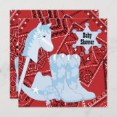 Black Red Cowboy Boots Cowboy Baby shower Kaart (Voorkant / Achterkant)