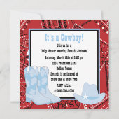 Black Red Cowboy Boots Cowboy Baby shower Kaart (Achterkant)