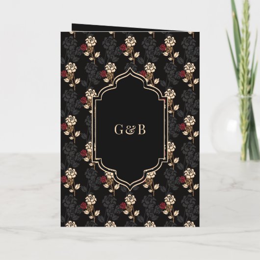 Black Red Cream Ikat All in One Sikh Wedding (Achterkant)