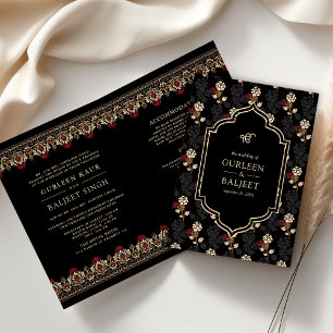 Black Red Cream Ikat All in One Sikh Wedding