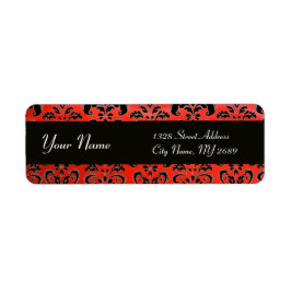 BLACK RED DAMASK ETIKET