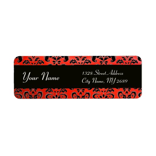 BLACK RED DAMASK ETIKET (Voorkant)