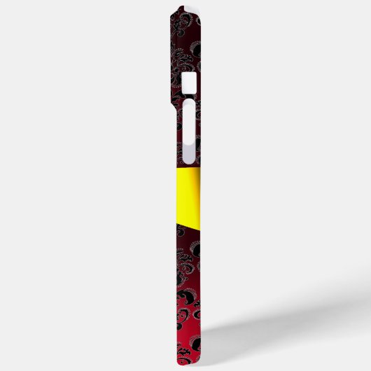 BLACK RED DAMASK MONOGRAM Gold Yellow Ribbon Case-Mate iPhone Case (Achterkant / Links)