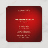 Black Red Damask Professional Elegant Sjabloon Vierkante Visitekaartje (Achterkant)