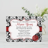 Black Red Damask-uitnodiging Kaart (Staand voorkant)