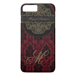 Black Red Damask Victoriaans Lace Monogram M Case-Mate iPhone Case