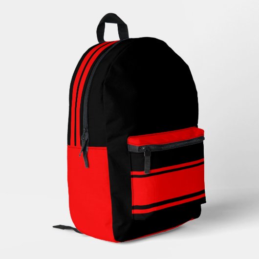 Black & Red Design Backpack Bedrukte Rugzak (Achterkant Hoek Links)