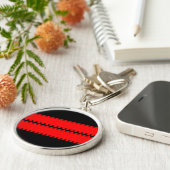 Black Red Dual Racing Stripes Sleutelhanger (Zijkant)