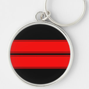 Black Red Dual Racing Stripes Sleutelhanger