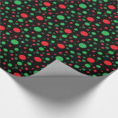 Black Red en Green Kerstpoka Dots Gift Wrap Cadeaupapier (Hoek)