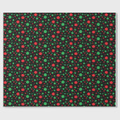 Black Red en Green Kerstpoka Dots Gift Wrap Cadeaupapier (Vlak)