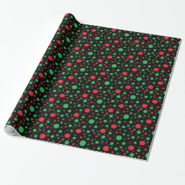 Black Red en Green Kerstpoka Dots Gift Wrap Cadeaupapier