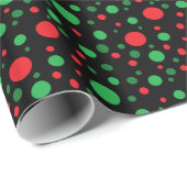 Black Red en Green Kerstpoka Dots Gift Wrap Cadeaupapier (Rol Hoek)