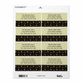 Black Red en Green Snowflake Pattern Etiket (Full Sheet)