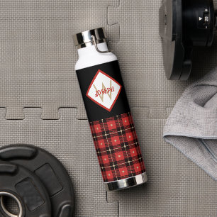 Black Red en Tan Lumberjack Monogrammed Waterfles