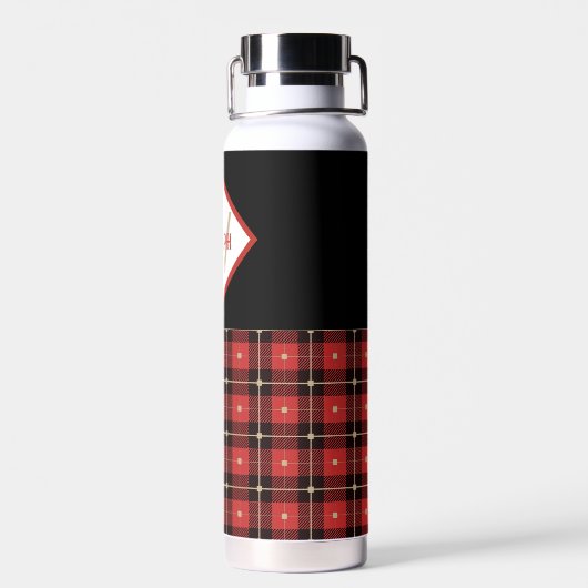Black Red en Tan Lumberjack Monogrammed Waterfles (Achterkant)