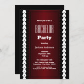 Black Red en White Bachelor Party Kaart (Voorkant / Achterkant)