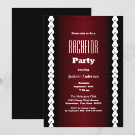 Black Red en White Bachelor Party Kaart