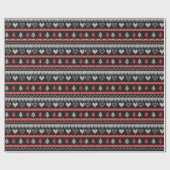 Black Red en White KerstSweater Pattern Cadeaupapier (Vlak)