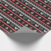 Black Red en White KerstSweater Pattern Cadeaupapier (Hoek)