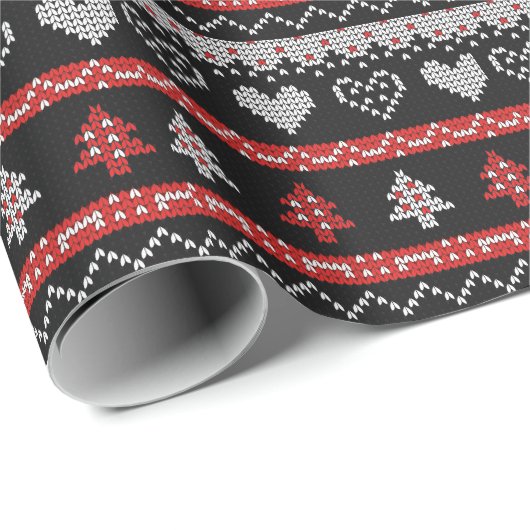 Black Red en White KerstSweater Pattern Cadeaupapier (Rol Hoek)