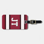 Black Red en White Sports Stripes op maat Bagagelabel (Voorkant horizontaal)