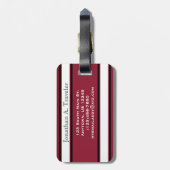 Black Red en White Sports Stripes op maat Bagagelabel (Achterkant verticaal)
