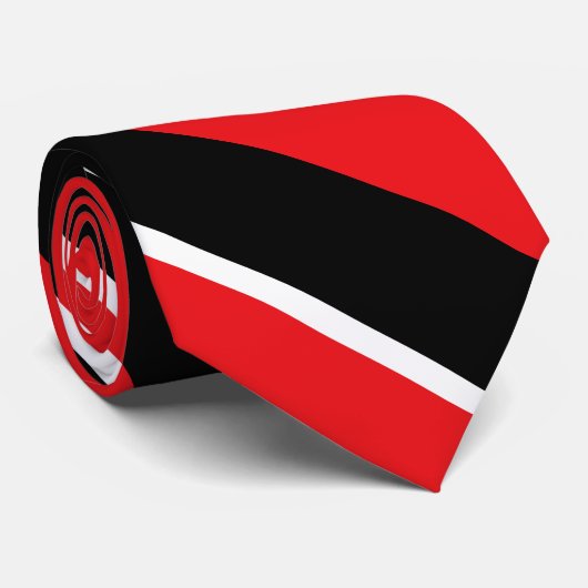 Black Red en White University Stripe Stropdas (Opgerold)