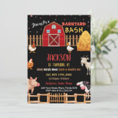 Black Red Farm Dieren Verjaardag Uitnodigingen (Staand voorkant)