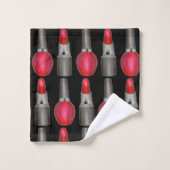 Black Red Fashionista Lipstick Nail Poolse Makeup Bad Handdoek (Wasdoekje)