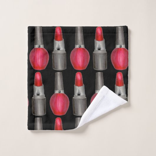 Black Red Fashionista Lipstick Nail Poolse Makeup Bad Handdoek (Wasdoekje)