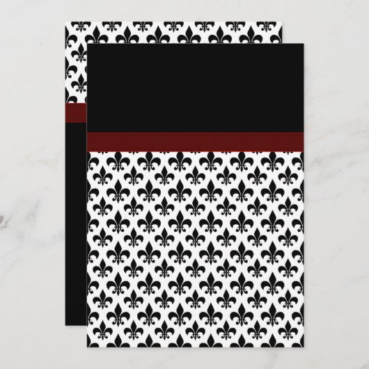 Black Red Fleur De Lis Wedding Kaart (Voorkant / Achterkant)