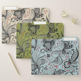 Black Red Floral Documentenmap