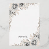 Black & Red Floral Wedding Invitation | Elegant Ro Folie Uitnodiging (Achterkant)