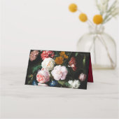 Black Red Floral Wedding Place Card Plaatskaartje (Achterkant)