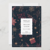 Black Red Floral Whimsical Watercolor Holiday Card (Voorkant)