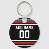 Black Red Football Jersey Sleutelhanger (Voorkant)