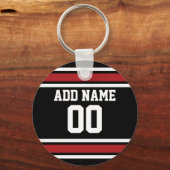 Black Red Football Jersey Sleutelhanger (Voorkant)