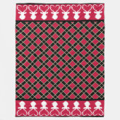 Black Red Gecontroleerd en rendierSilhouettes Fleece Deken (Voorkant)