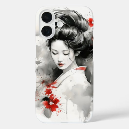 Black Red Geisha Case-Mate iPhone Case (Achterkant)