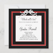 Black Red Gender Reveal Baby shower Kaart (Achterkant)