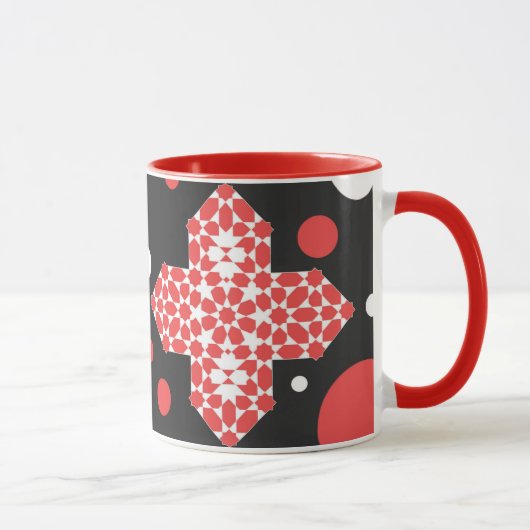 Black & Red Geometric Pattern Mug Mok (Rechts)