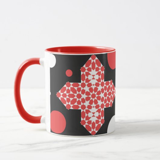Black & Red Geometric Pattern Mug Mok (Links)