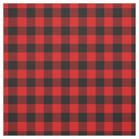 Black Red Gingham checkt Tartan Squares Patroon Stof (Swatch)