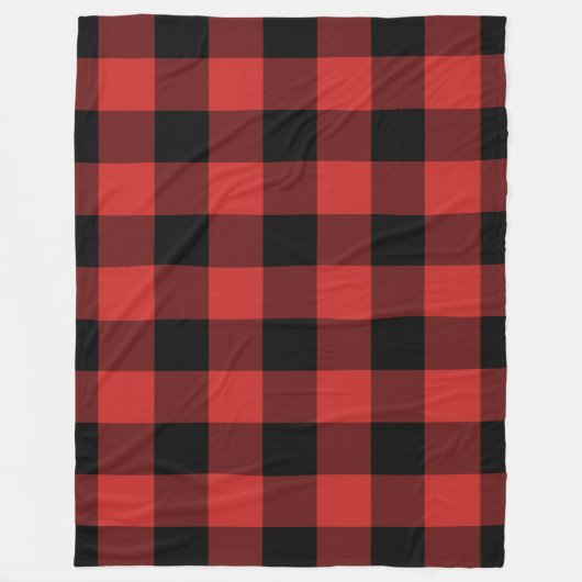 Black Red Gingham Pattern Bufallo Check Fleece Deken (Voorkant)